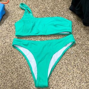 Turquoise One shoulder bathing suit
